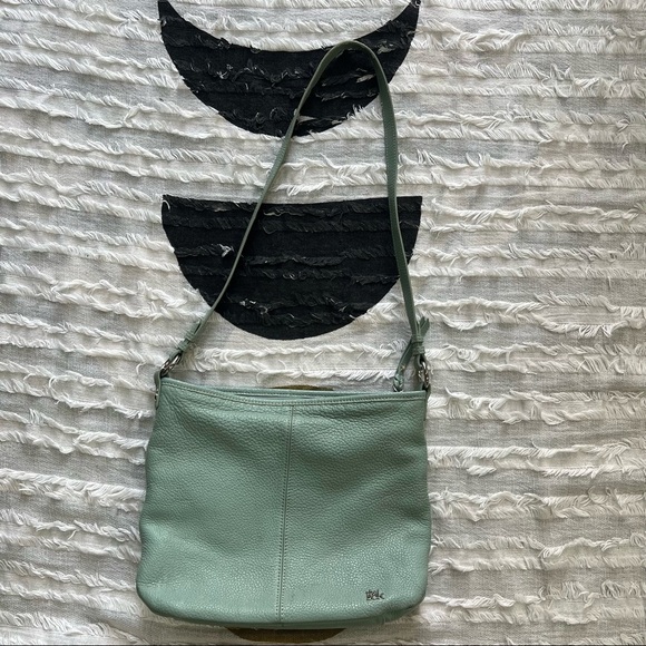 The SAK Light Green Mint Leather Crossbody Shoulder Bag Classic Contemprorary - Picture 1 of 8